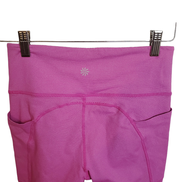ATHLETA Capri Pink Striped Athletic Work Out Leggings Women's Size Small - Picture 7 of 13